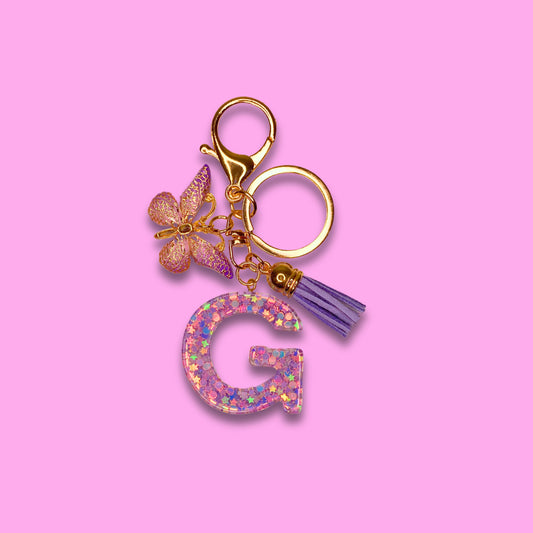 Lavender Resin Letter Keyring