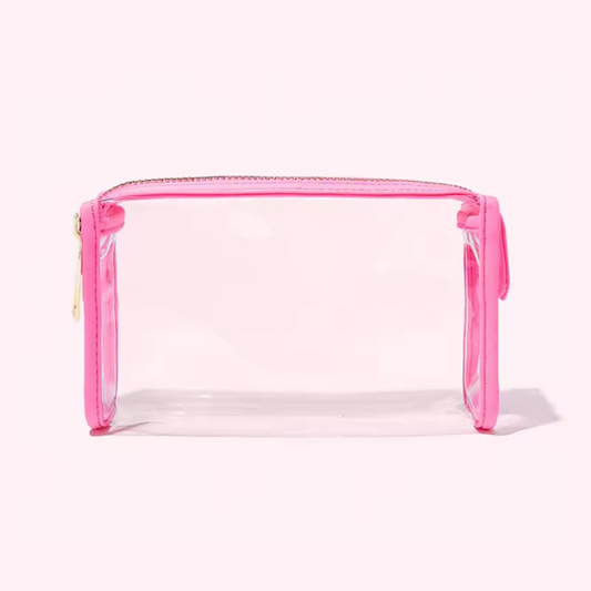 Neon Pink Clear Beauty Bag